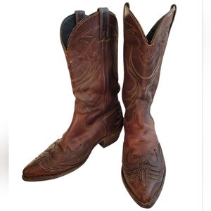 Code West Classic Brown Leather Western Cowboy Boots USA Size 8.5 PRE-OWNED